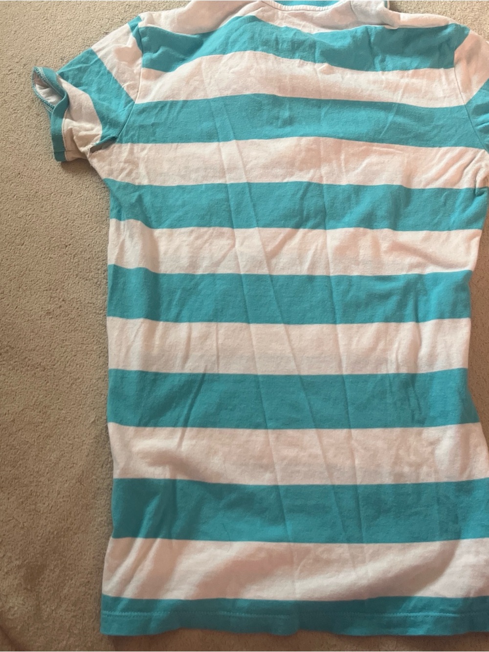Aeropostale Turquoise & White Striped Polo with Pink Embroidery - Picture 2 of 3